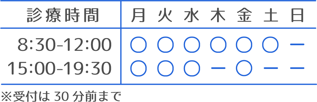 ながぬま鍼灸整骨院の営業時間