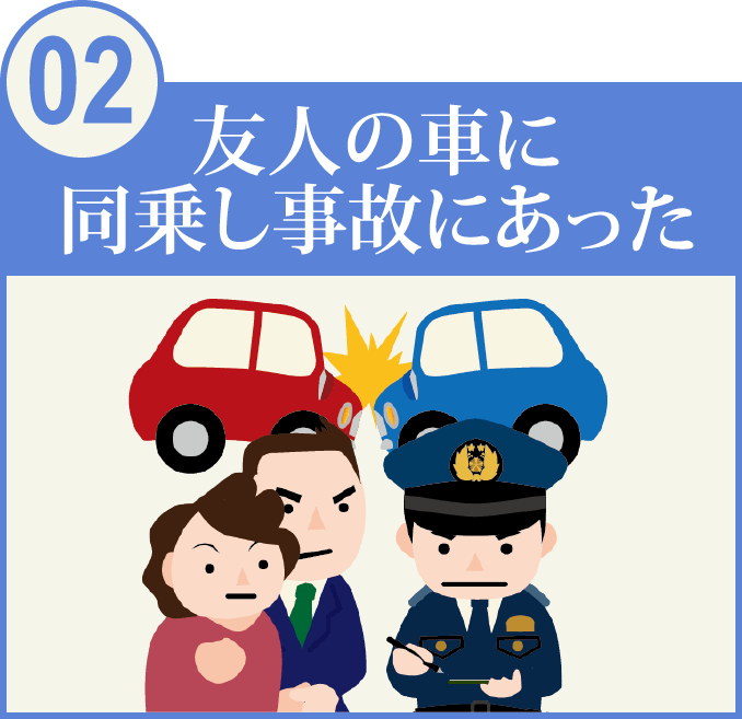 友人の車に同乗し事故にあった