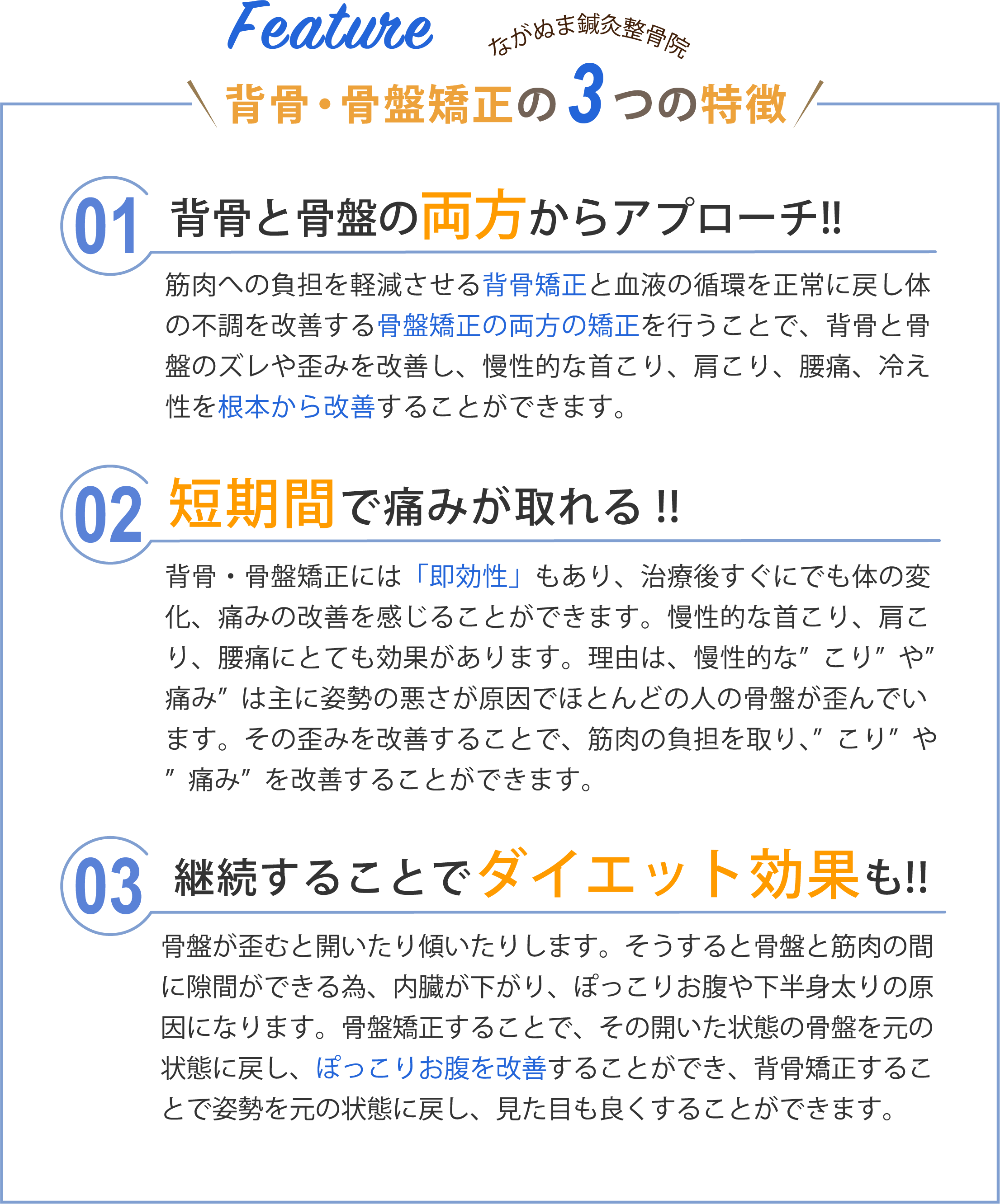 背骨・骨盤矯正の３つの特徴